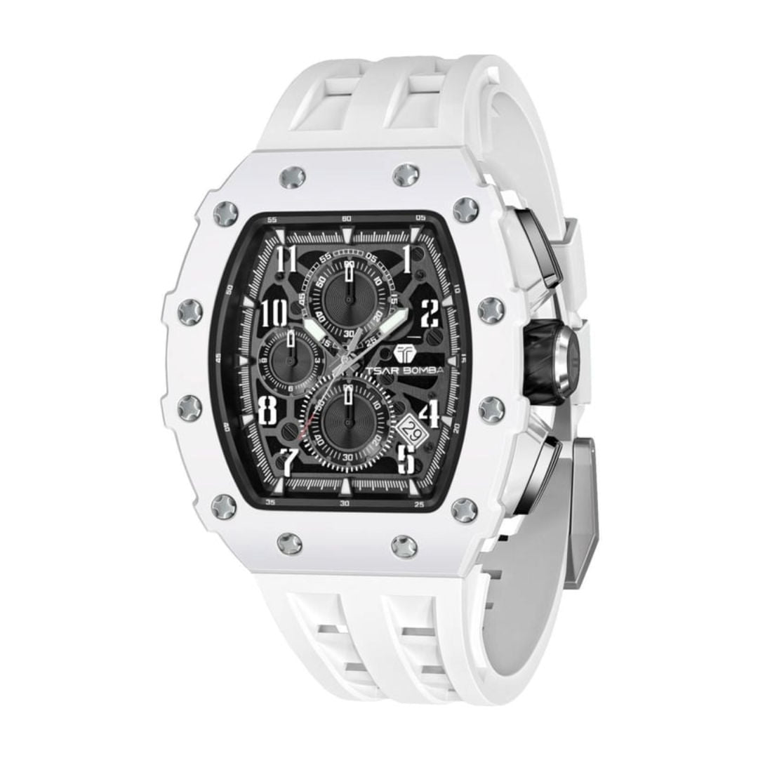 TSAR Bomba Men's White Case White Silicone Analog Watch