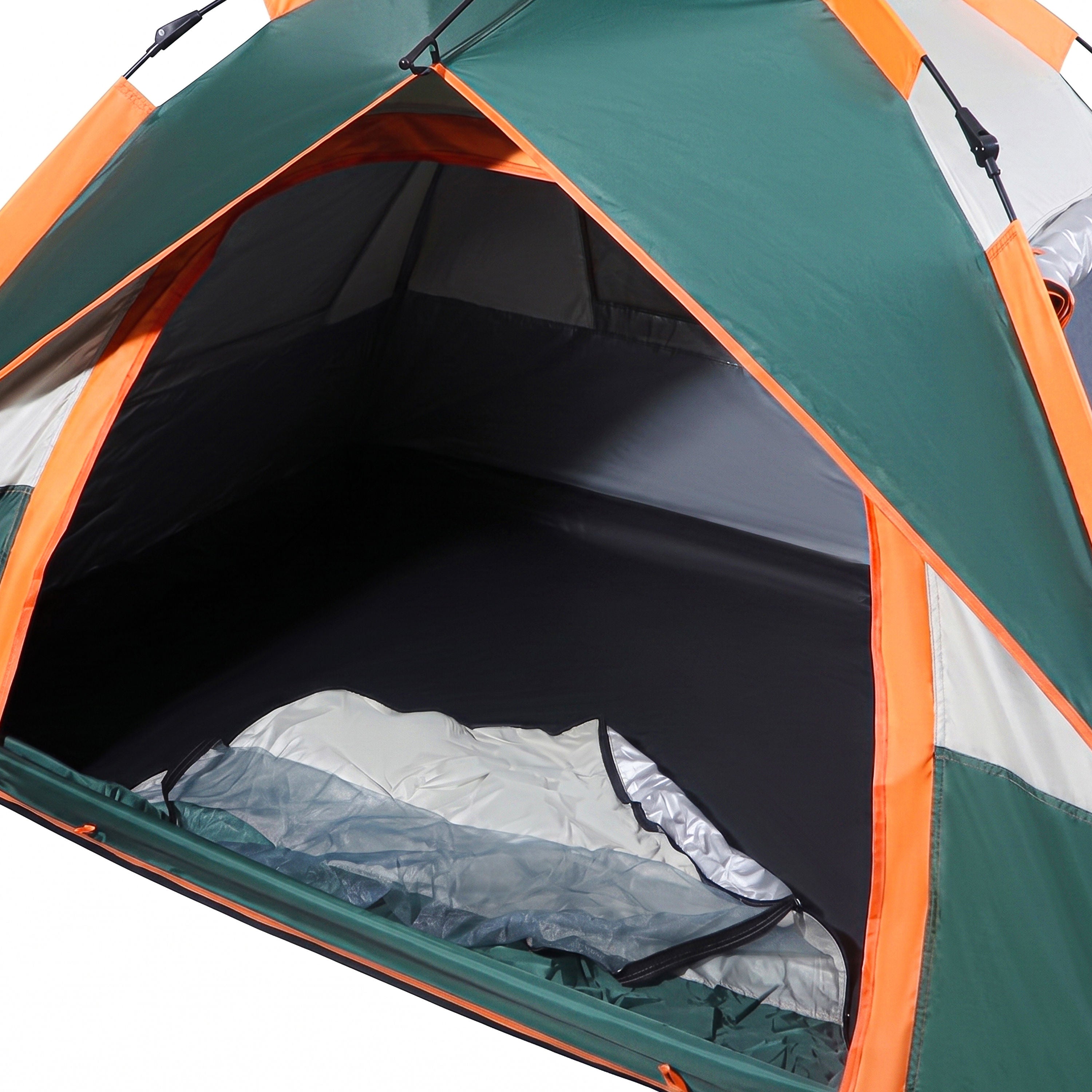 Automatic Pop-Up Hydraulic Camping Tent-Waterproof Outdoor Shelter, Green & Orange
