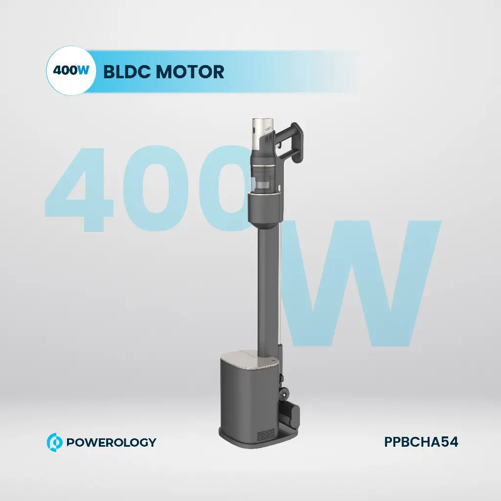 Powerology Cordless Vacuum Auto-Disposal Charging, 400W Motor, Black