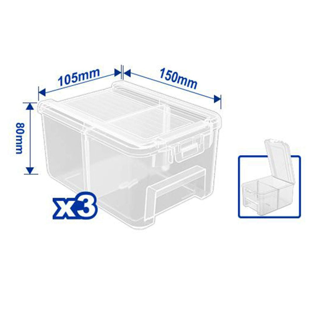 WADFOW 3 Pieces Transparent Storage Bin Set, 150x105x80 mm each