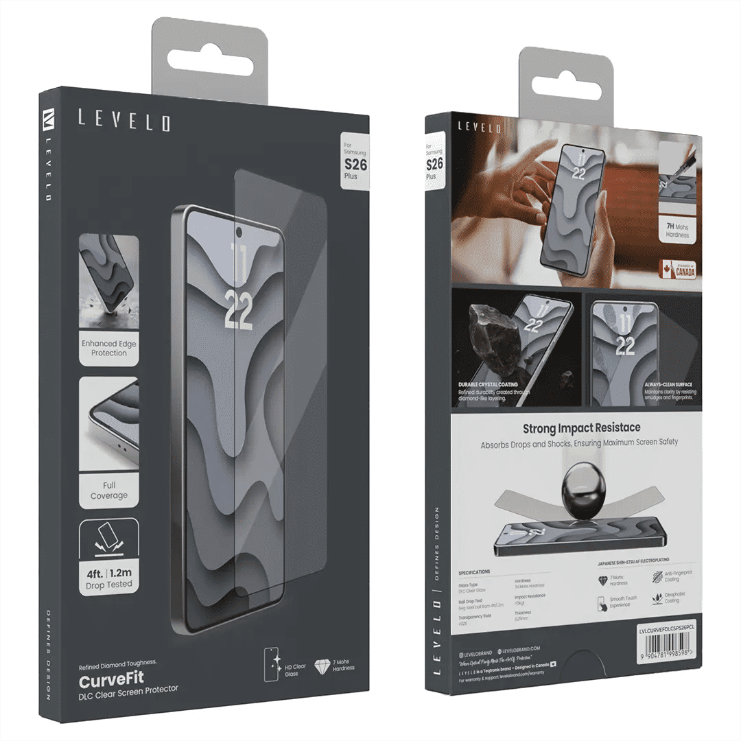 Levelo Curvefit DLC Screen Protector For Samsung S26 Series, Clear