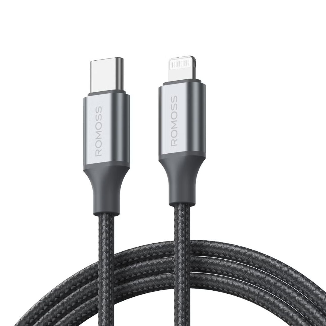 Romoss USB-C To Lightning Data Charging Nylon Braided Cable, 3A, Gray