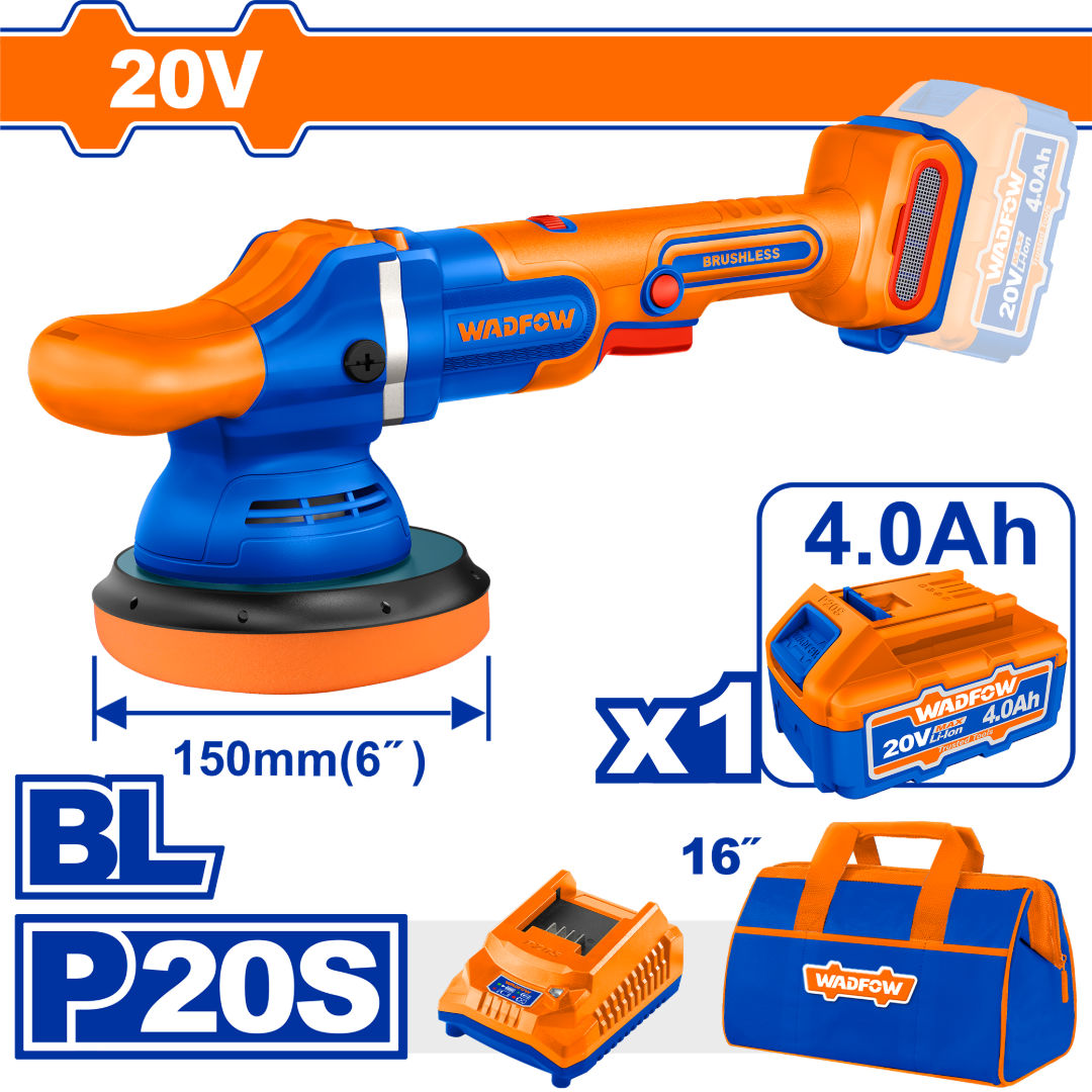 WADFOW Cordless Brushless Polisher Series, 20V Professional Polishing Tool