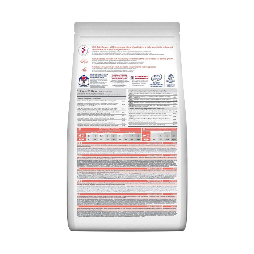 Hill's Science Plan Perfect Digestion Kitten Cat Food, Chicken & Brown Rice, 1.5kg