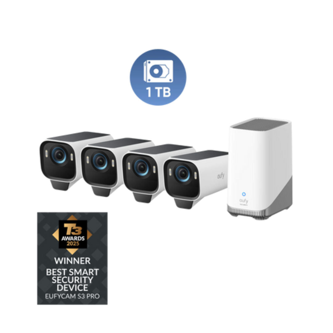 مجموعة كاميرات المراقبة Anker Eufy S3 Pro ذات الكاميرتين، أسود + أبيض