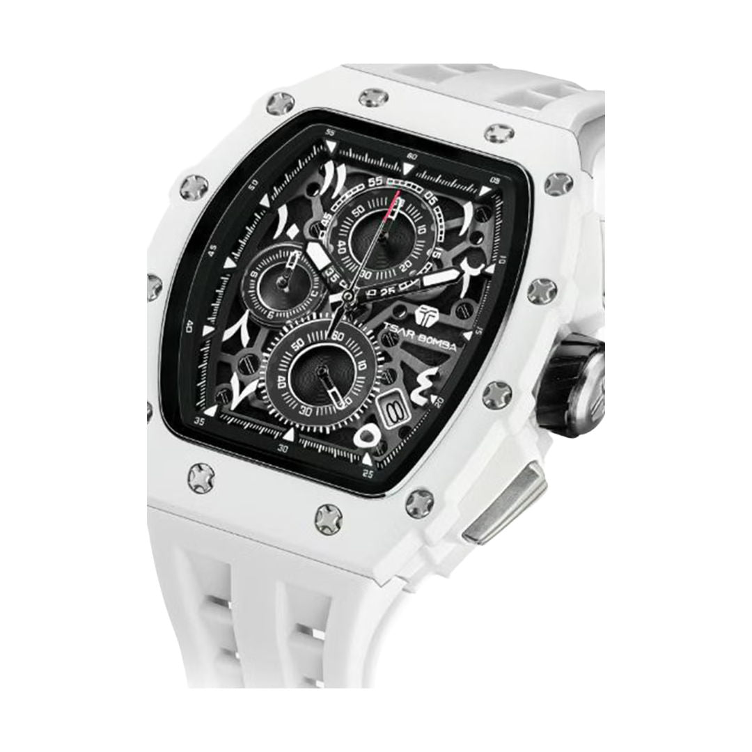 TSAR Bomba Men's White Case White Silicon Bio-Ceramic Quartz Watch