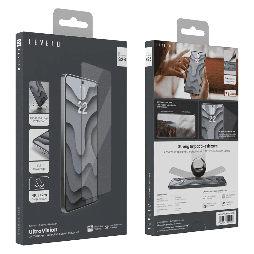 Levelo Ultravision Anti-Reflective 9H Screen Protector For Samsung S26 Series, Clear