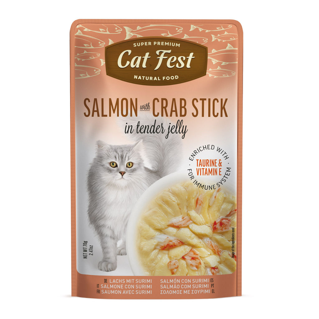 Cat Fest Salmon With Crab Stick In Tender Jelly For Cats, 70gm