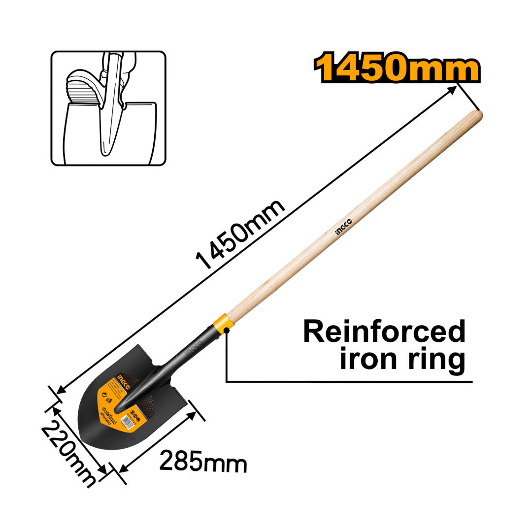 INGCO Steel Shovel, Carbon Steel, 1kg
