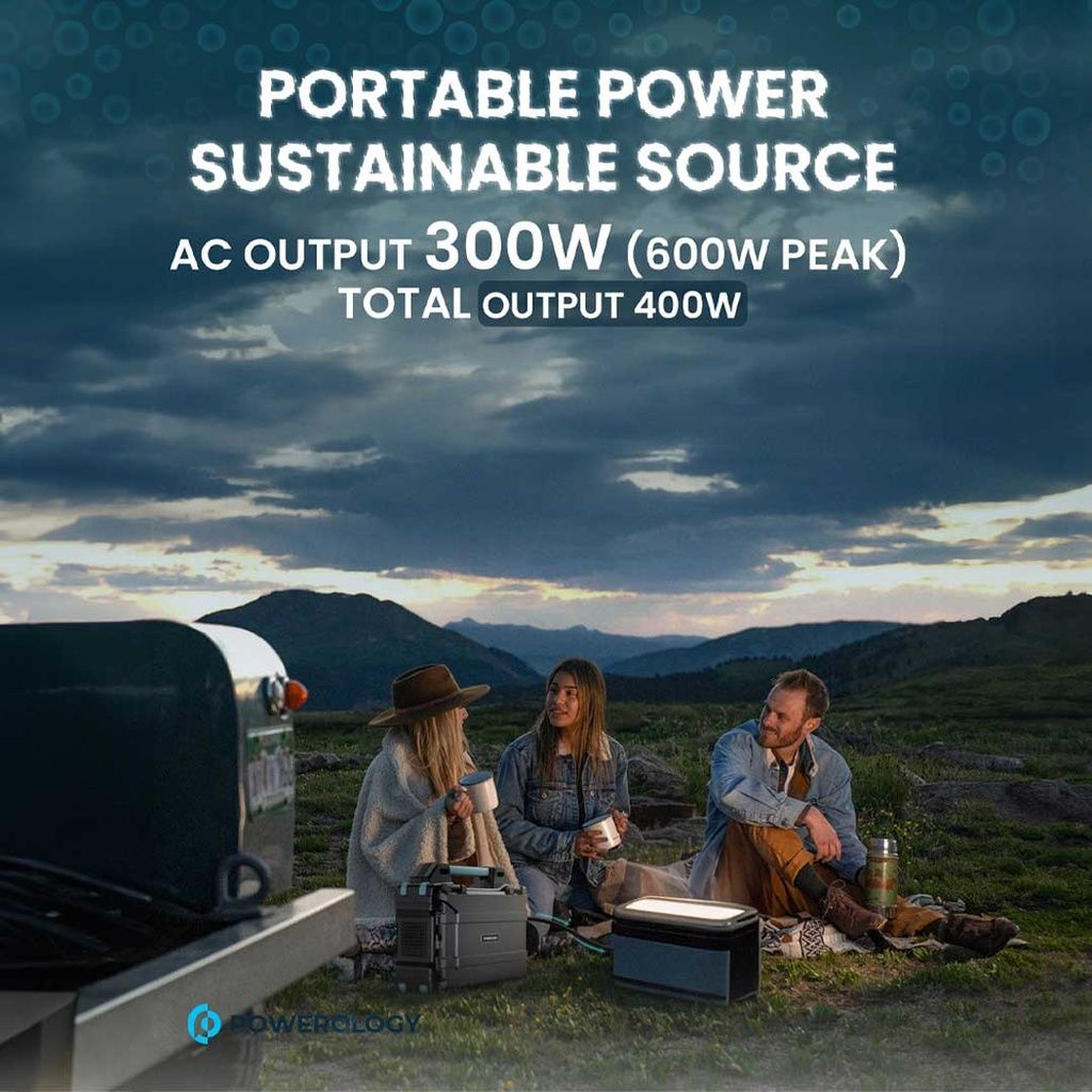 Powerology Portable Solar Power Generator 284Wh 300W QC, Black