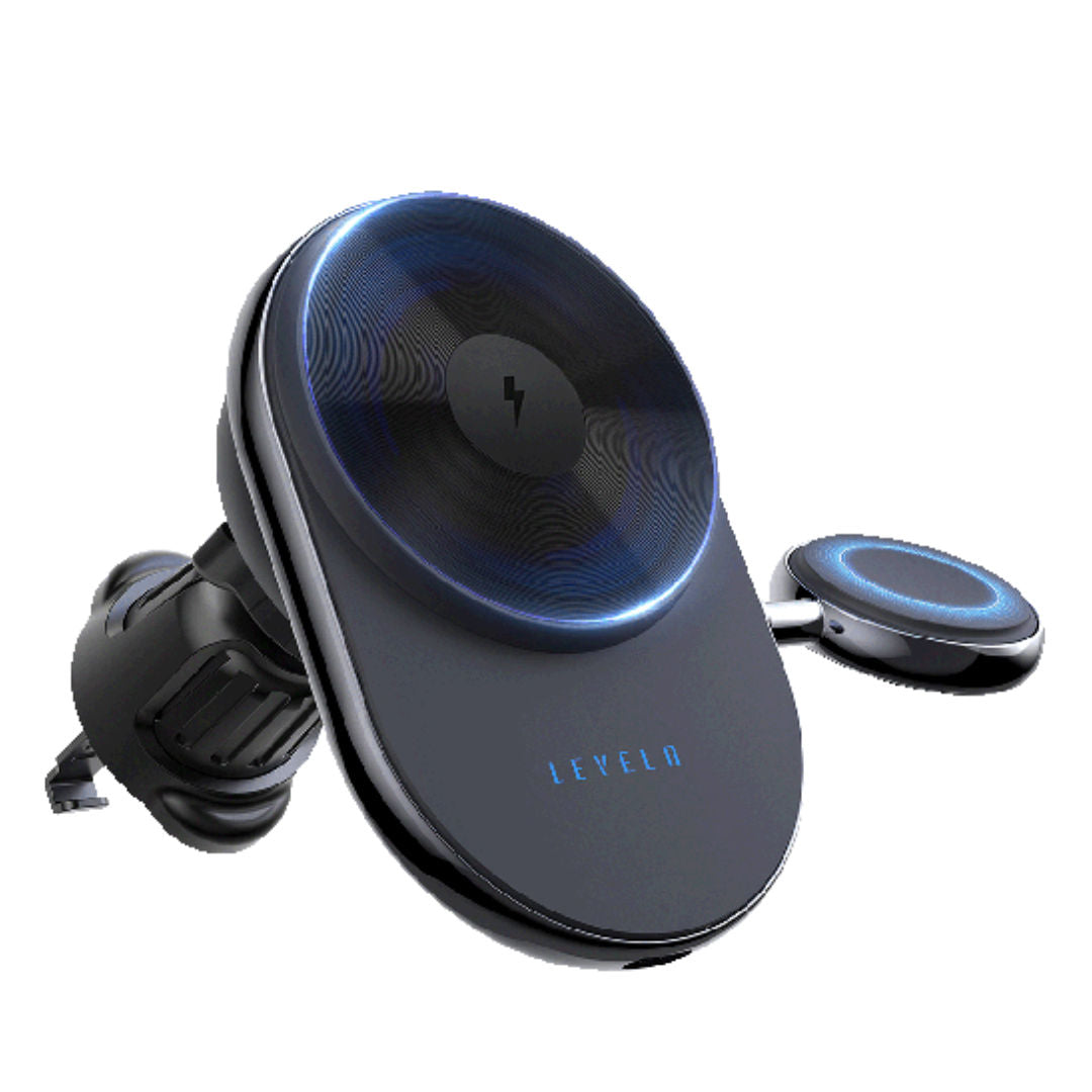 Levelo Siena 2 In 1 Wireless Car Charger, Black