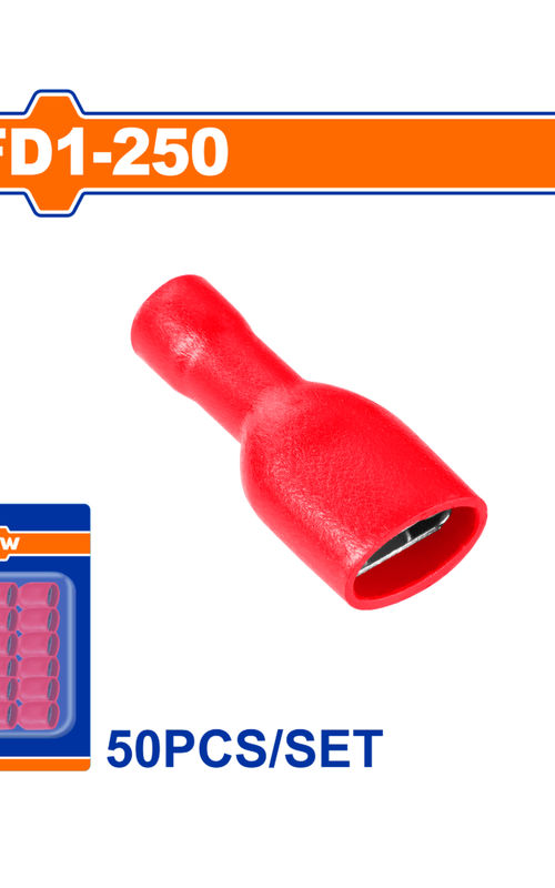 WADFOW Insulated Electrical Terminal Connector Sets, 50 Piece Wire Crimp Terminals, Color Coded, Blister Packed