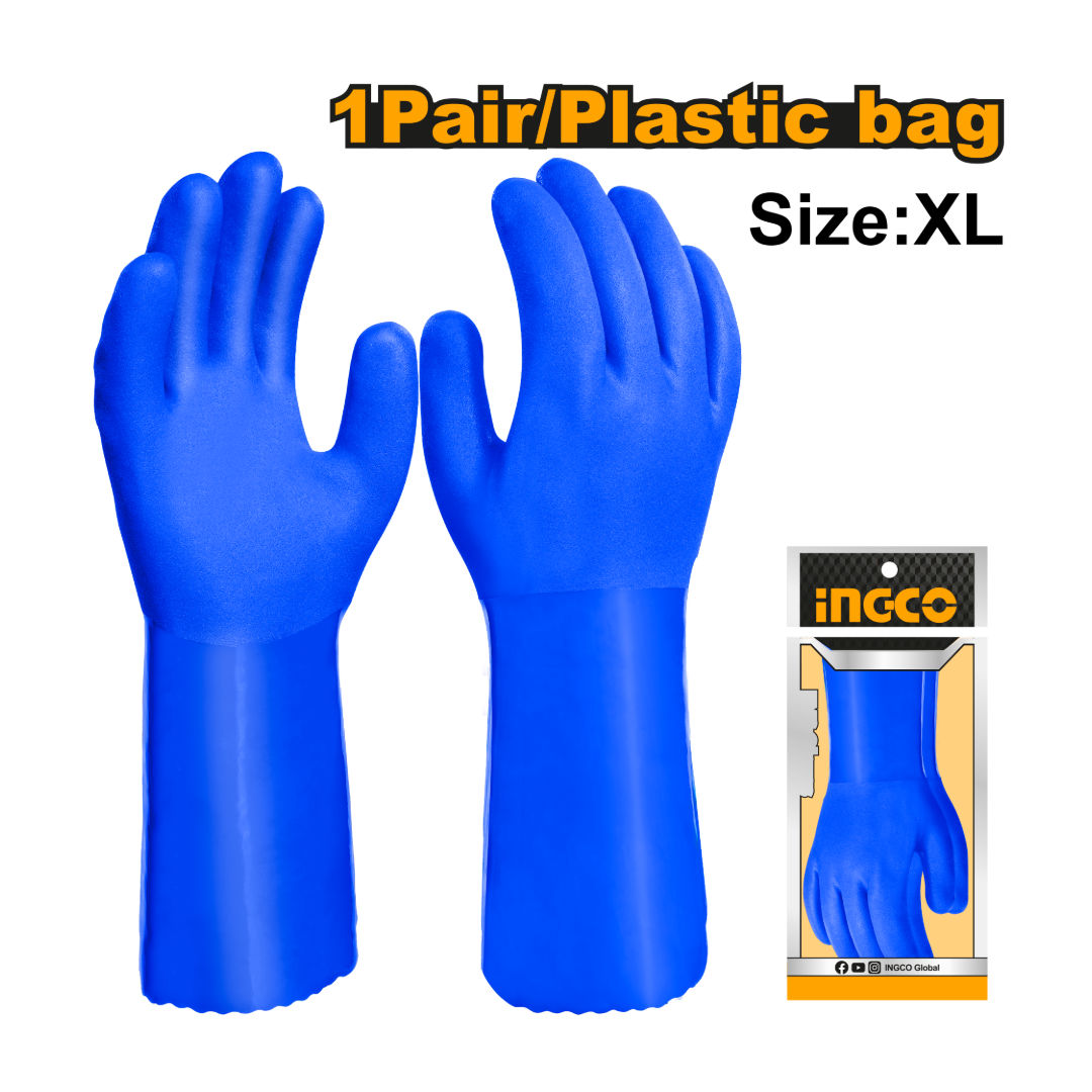 INGCO PVC Safety Gloves 30cm HGVP04 Cleaner Cleaning