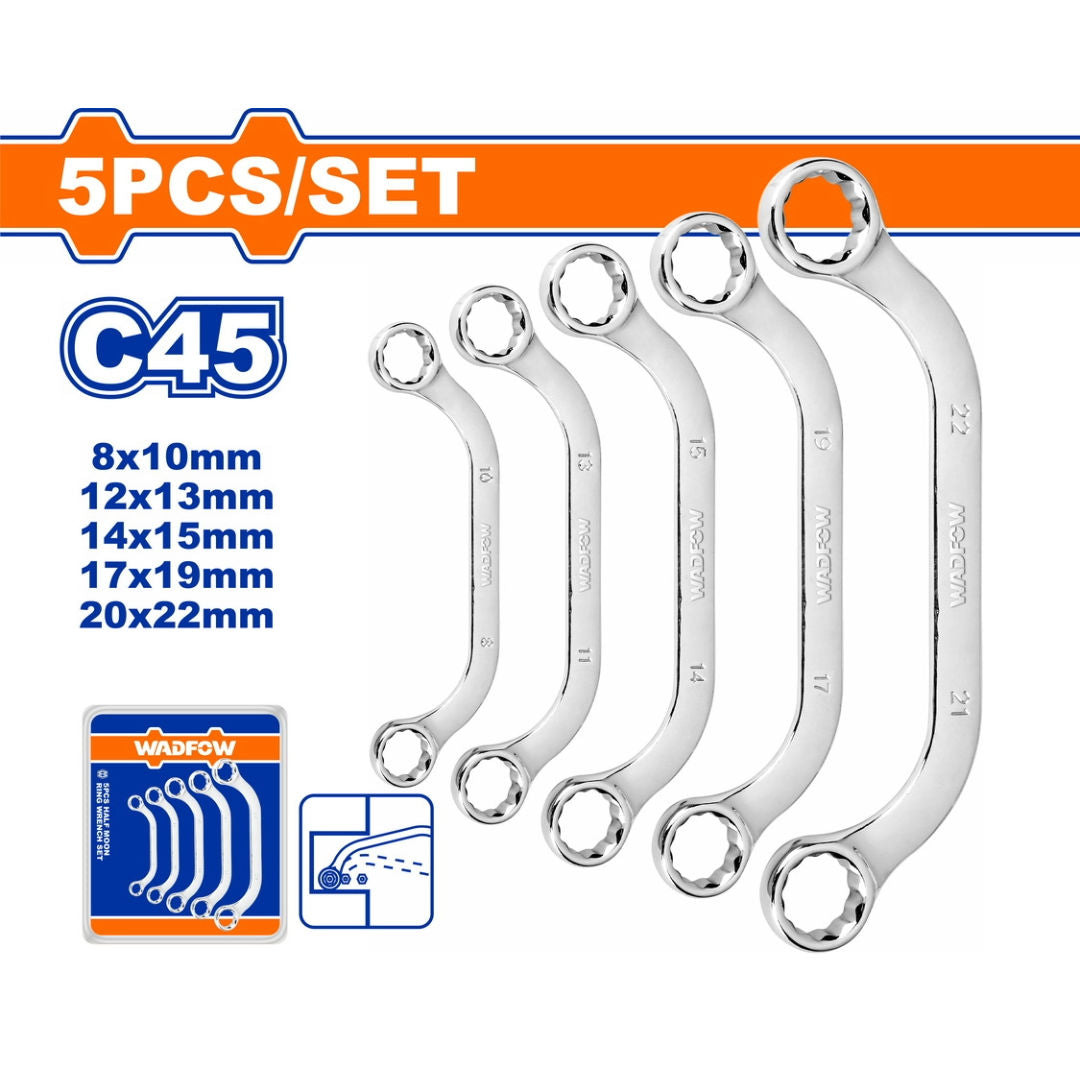 WADFOW 5 Pieces Half Moon Ring Wrench Set
