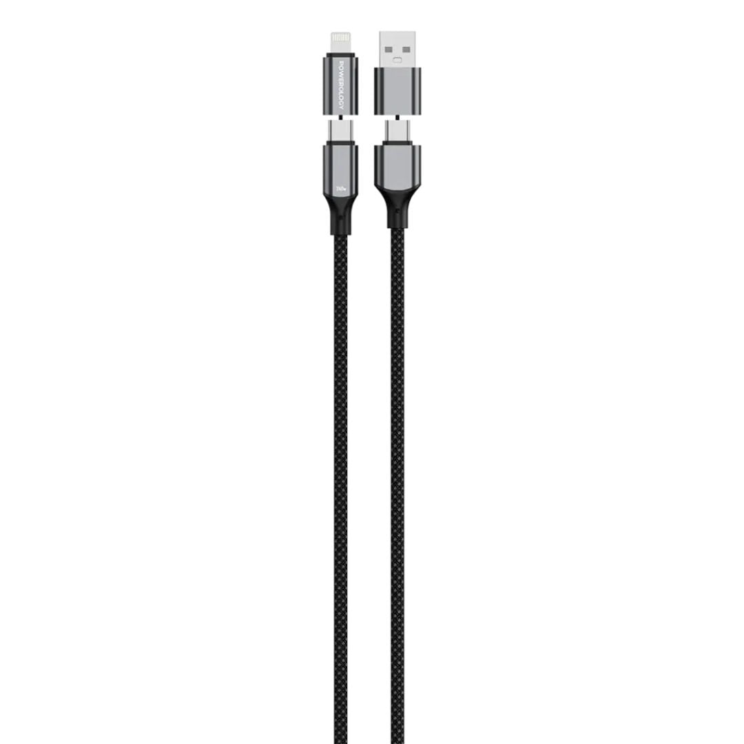 Powerology 4-In-1 Charging & Data Transfer Cable, Black