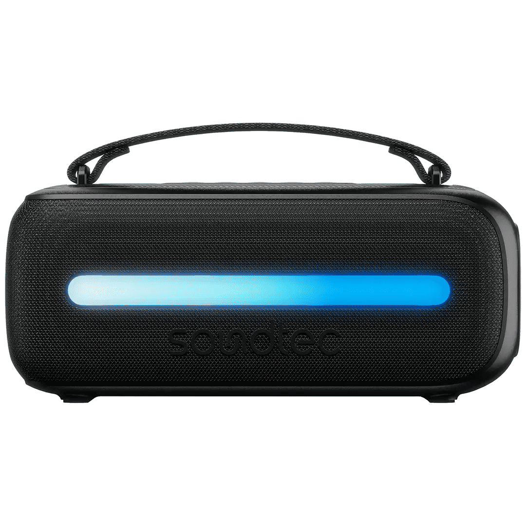 Porodo Soundtec Gala Lite Portable Bluetooth Speaker, 24W, RGB Lights, FM Radio, 6.5H Playtime, Black