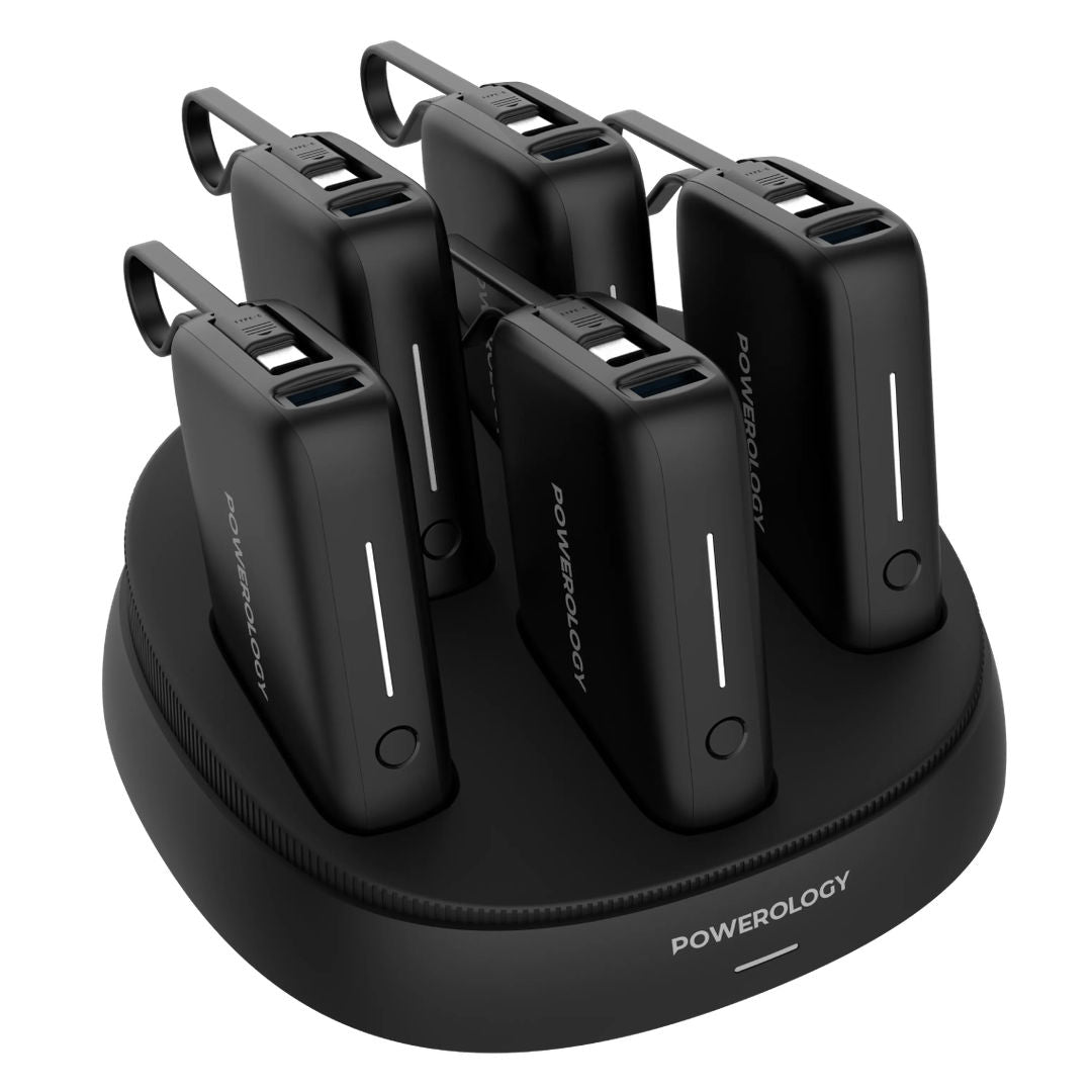Powerology x 5 10000mAh Power Bank Station, Black