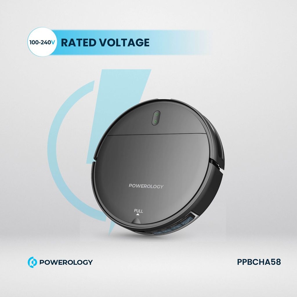 Powerology Smart Robovac Vacuum & Mop, Wi-Fi Control, Black