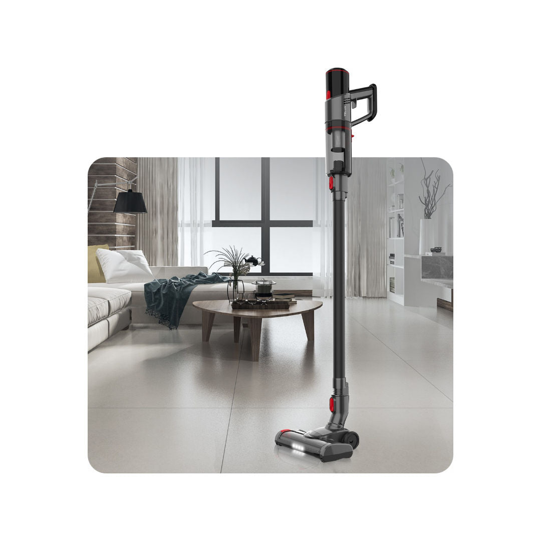 Telux T30 Stick Vacuum Cleaner, 350W BLDC Motor, Space Grey With Red Buttons