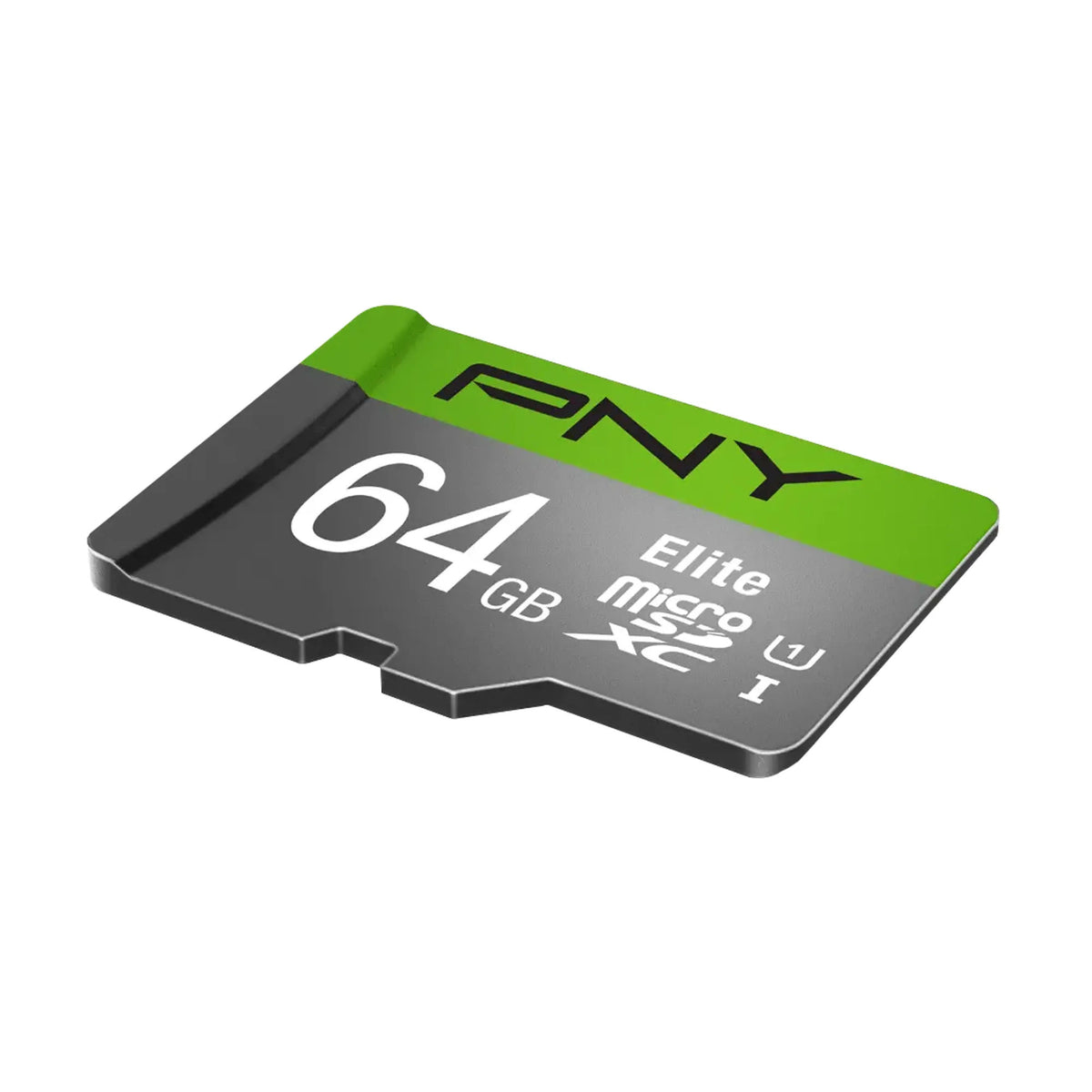 PNY Elite 64GB microSDXC UHS-I Memory Card with SD Adapter, Up to 100MB/s, Class 10, U1