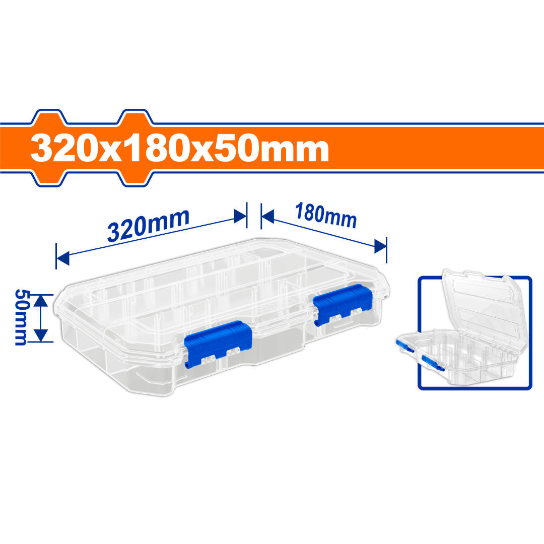 WADFOW Transparent Organizer, PP Plastic Storage Box with Removable Dividers