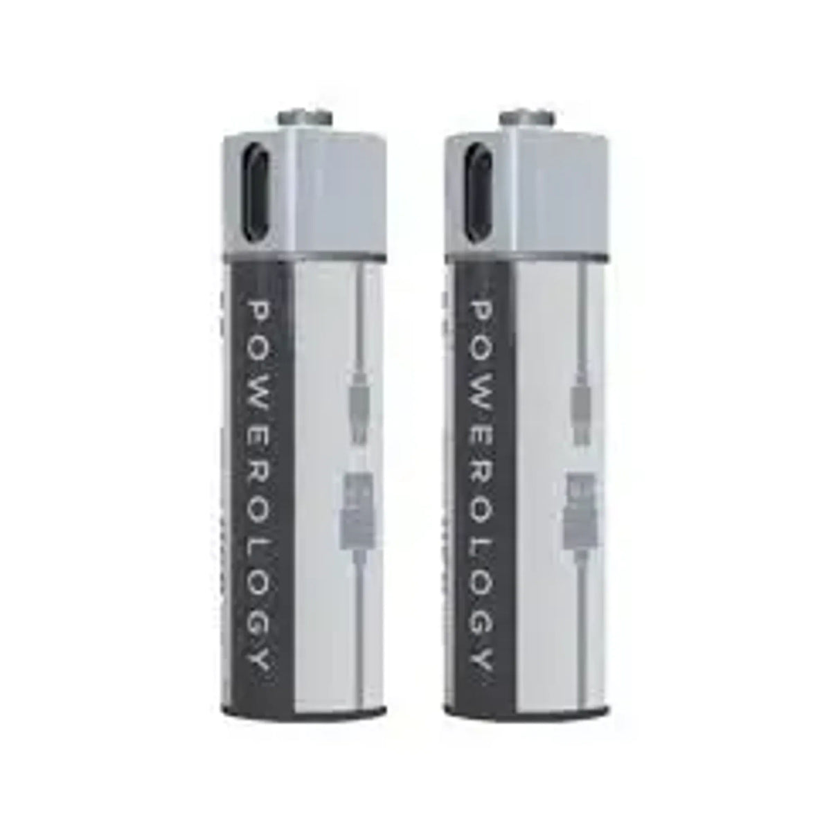 Powerology USB Rechargeable AAA Batteries, 2-Piece Pack, Built-In Micro-USB Port, PRUBAAA2