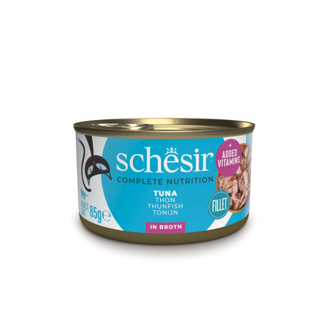 Schesir Complete & Balanced Nutrition Wet Cat Food in Broth Can, 85g