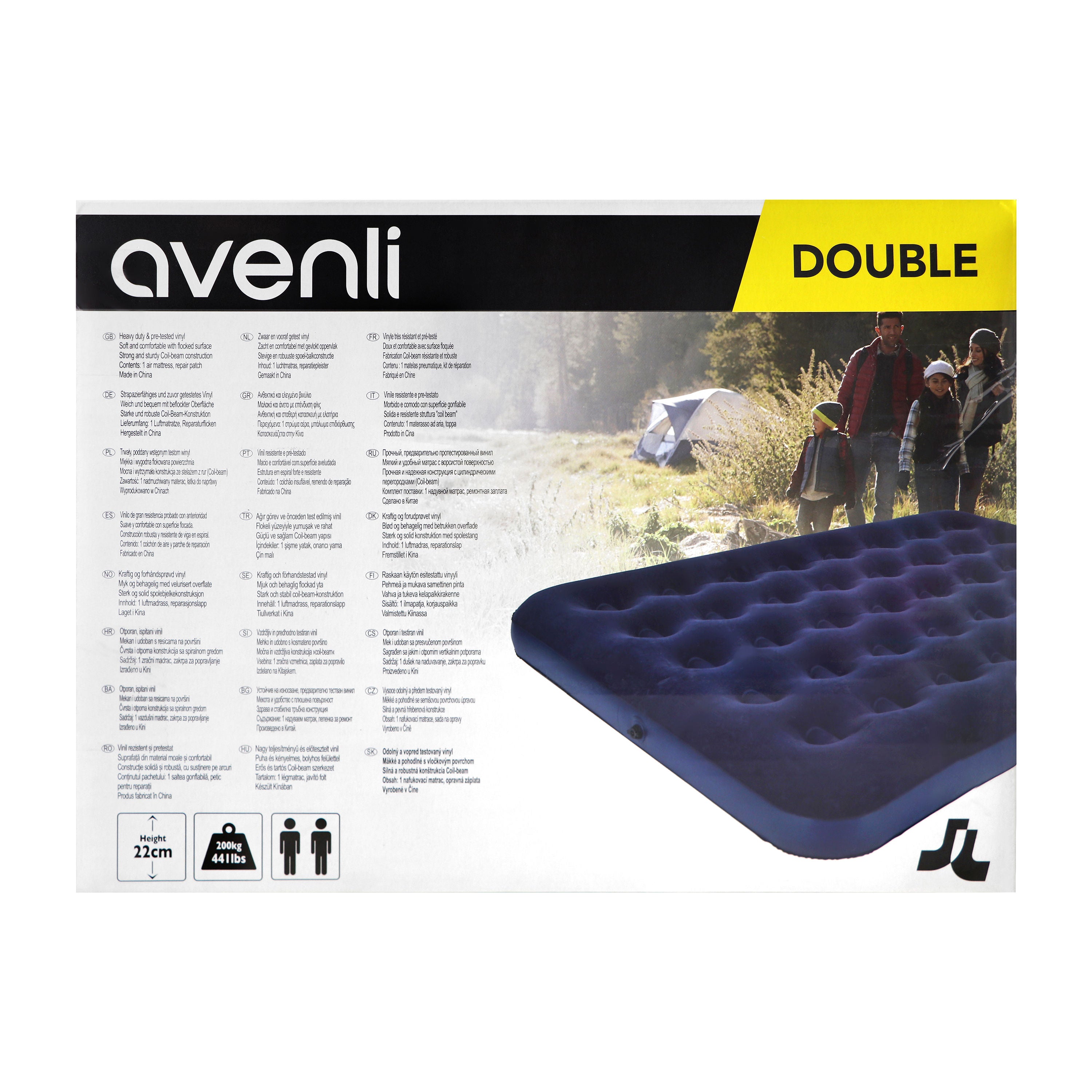 Jilong Avenli Luxury Air Bed Mattress Soft Flocked Inflatable, Navy Blue, 191x137x22cm