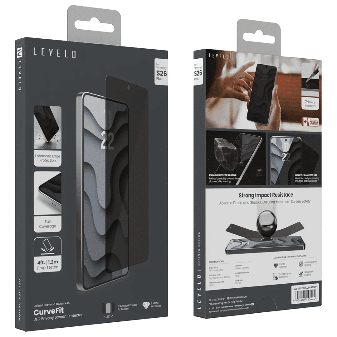 Levelo Curvefit DLC Screen Protector For Samsung S26 Series, Privacy
