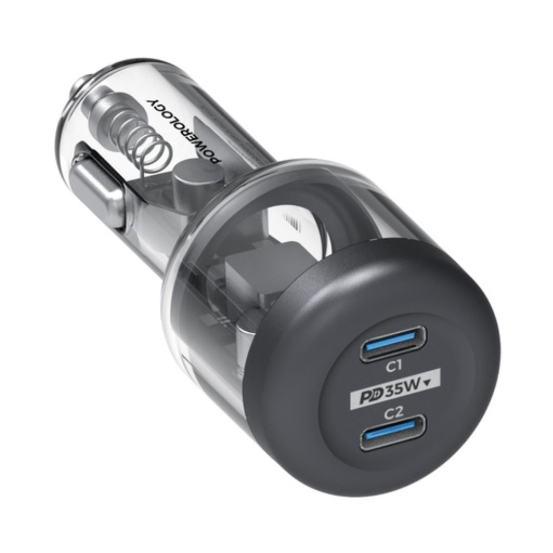 Powerology Crystalline Series Car Charger PD 35W, Transparent/Gray