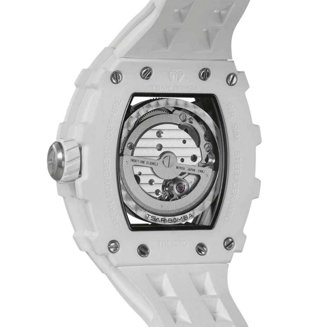 TSR Bomba Men's Automatic Tonneau White Case White Silicon Watch