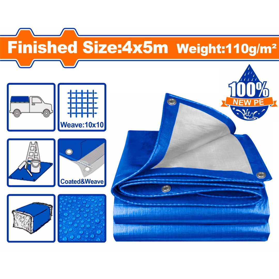 WADFOW Heavy Duty 4m x 5m Polyethylene Tarp – 110g/m²