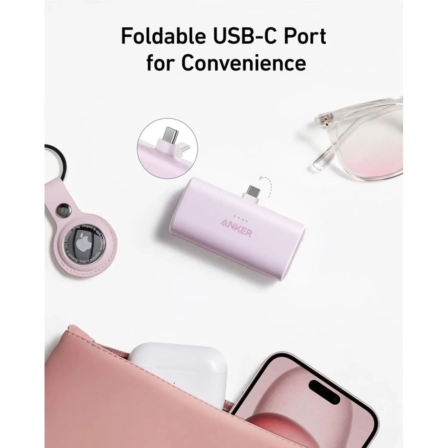 شاحن أنكر نانو المحمول، 22.5 واط، مزود بمنفذ USB-C مدمج