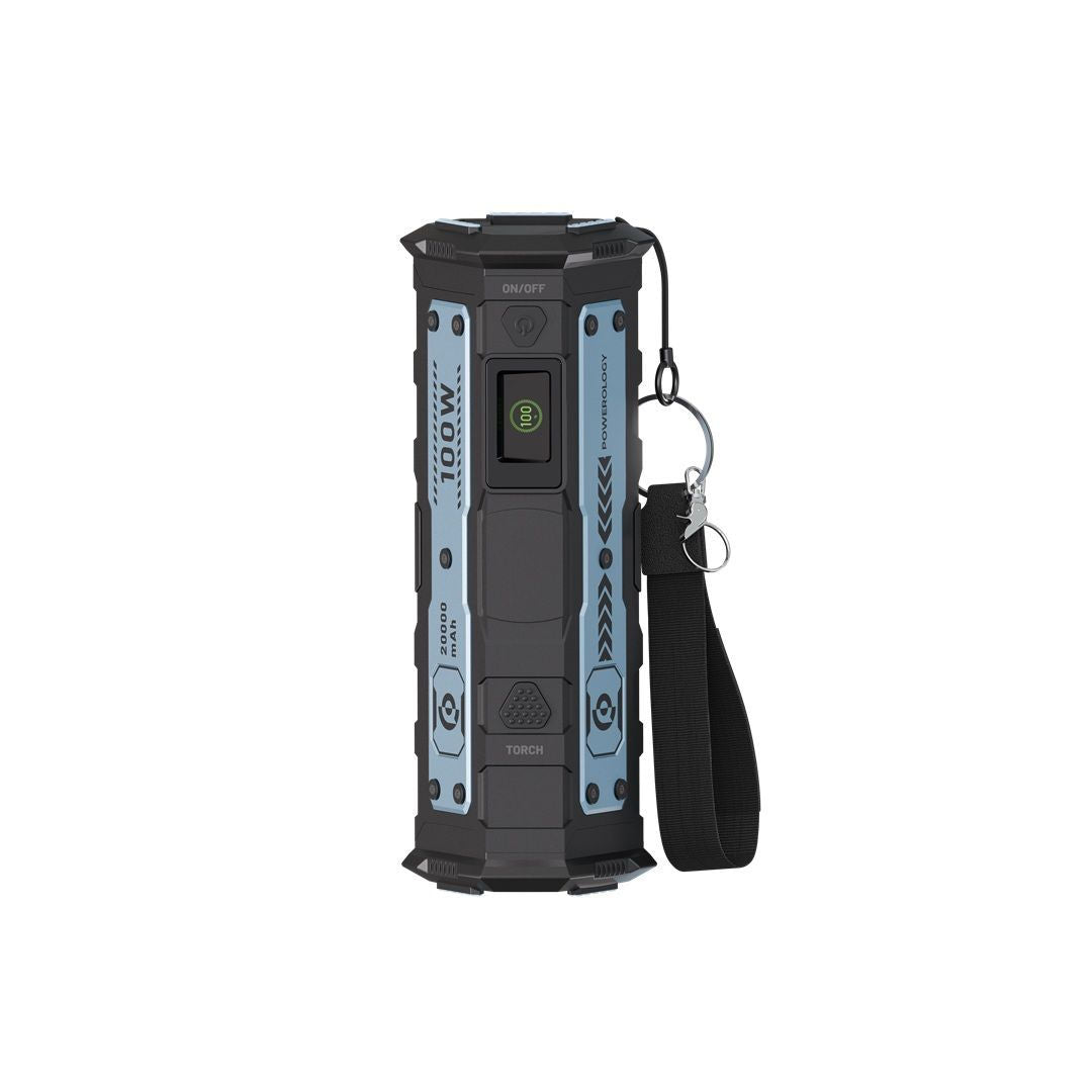 Powerology TorchPower 20000mAh Power Bank with Built-In Flashlight, Black