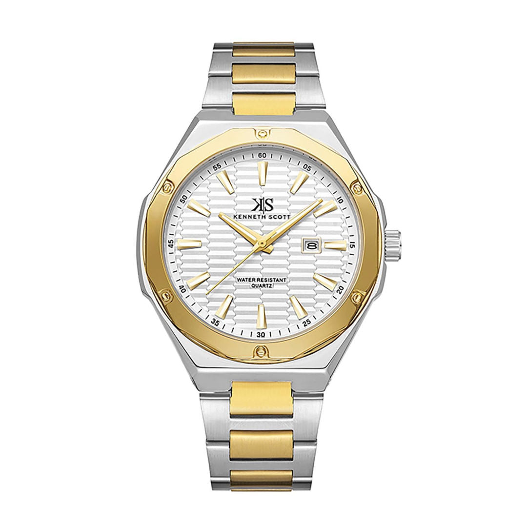 Kenneth Scott Men’s Quartz Analog Watch with Stainless Steel Bracelet, K23026 Series