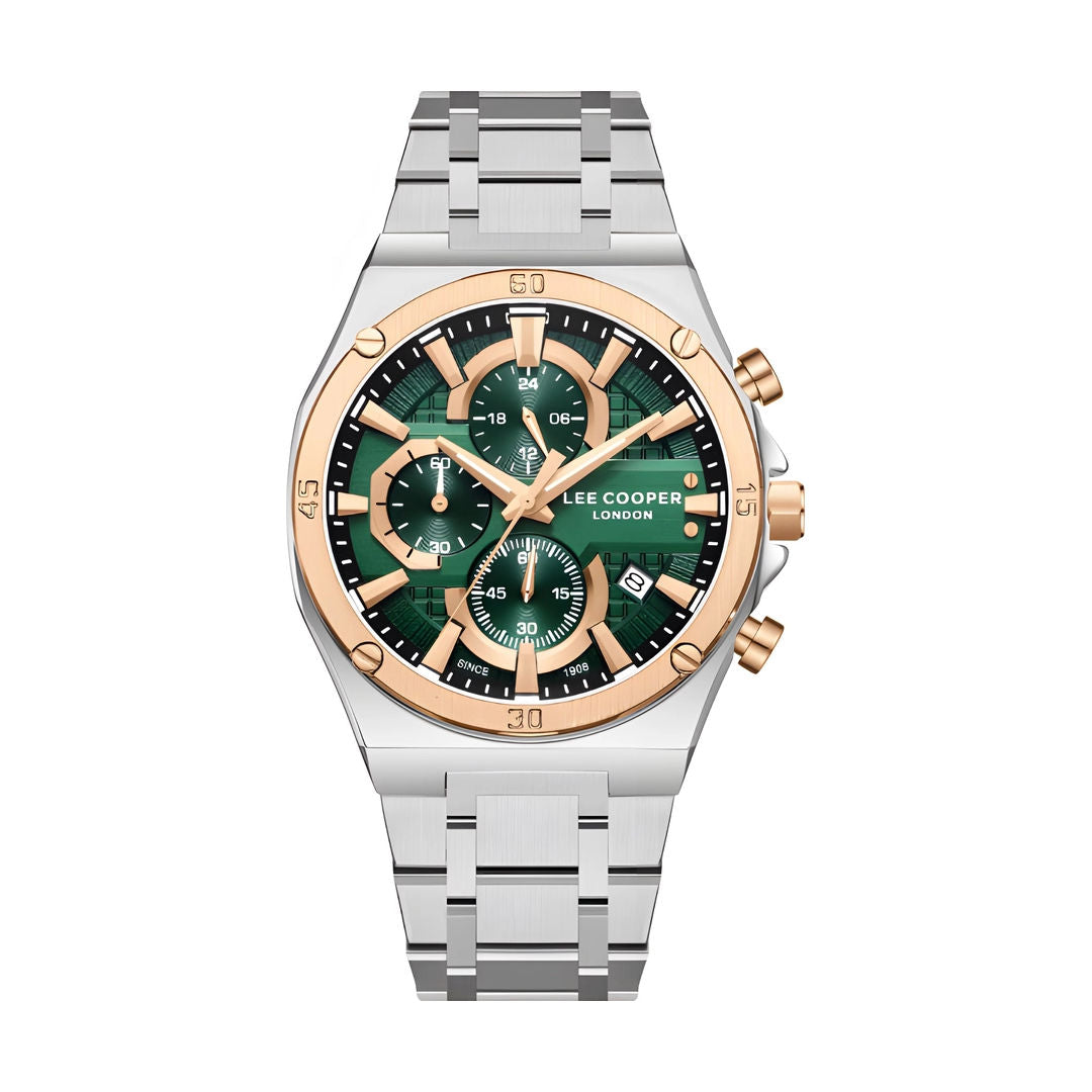 Lee Cooper Men's MultiFunction Silver Metal Band Watch, LC08171 Series