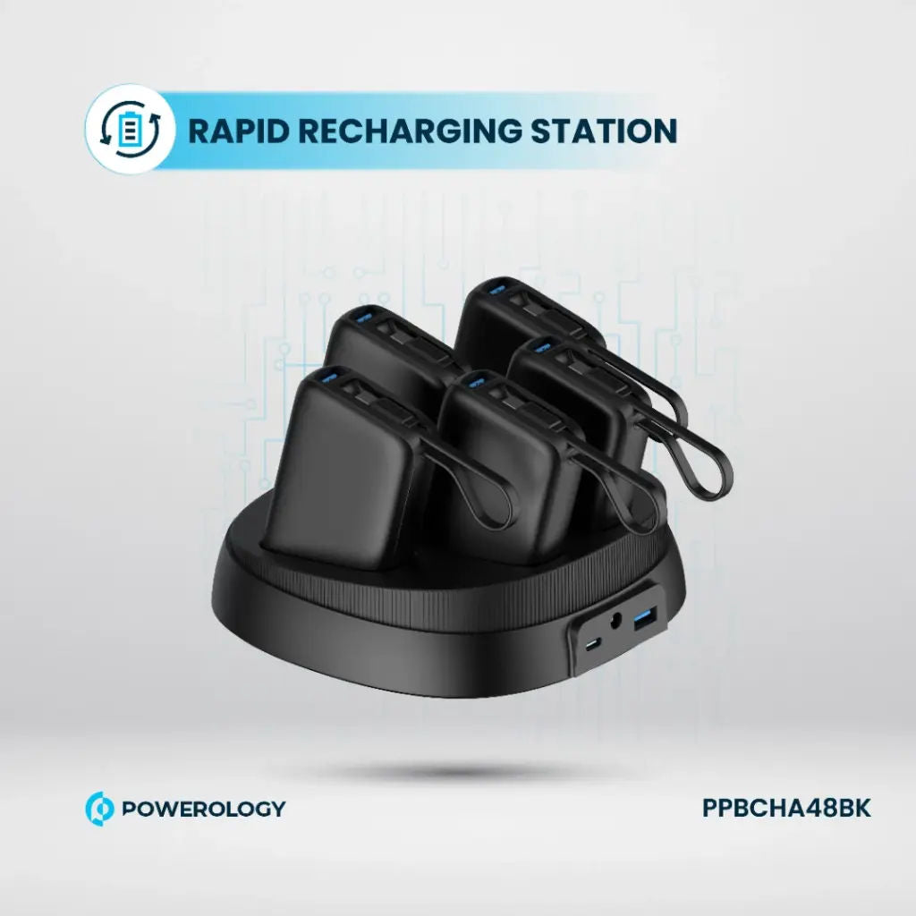 Powerology x 5 10000mAh Power Bank Station, Black