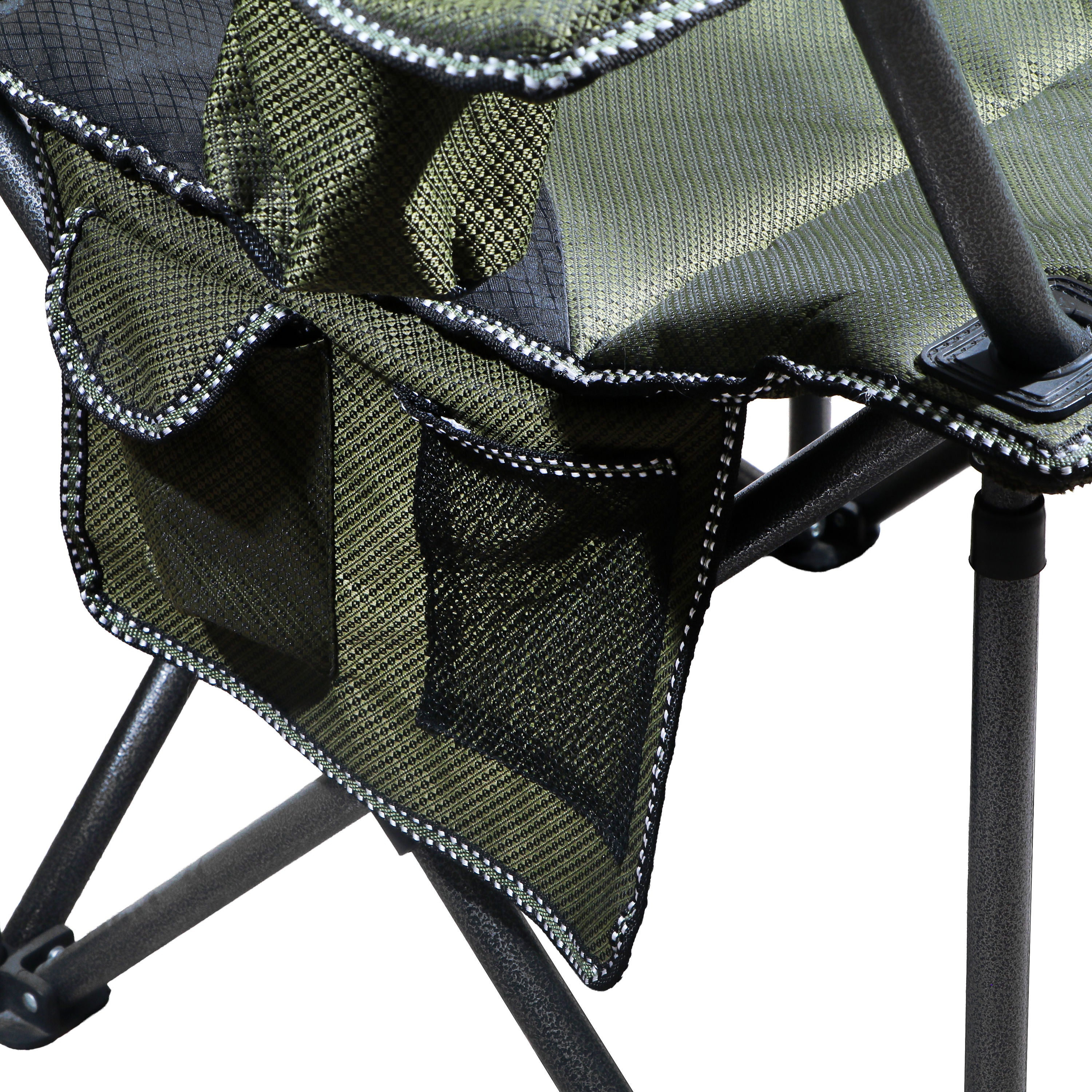 Extra-Large Heavy-Duty Folding Camping Chair with Armrest Cooler Pouch & Side Storage