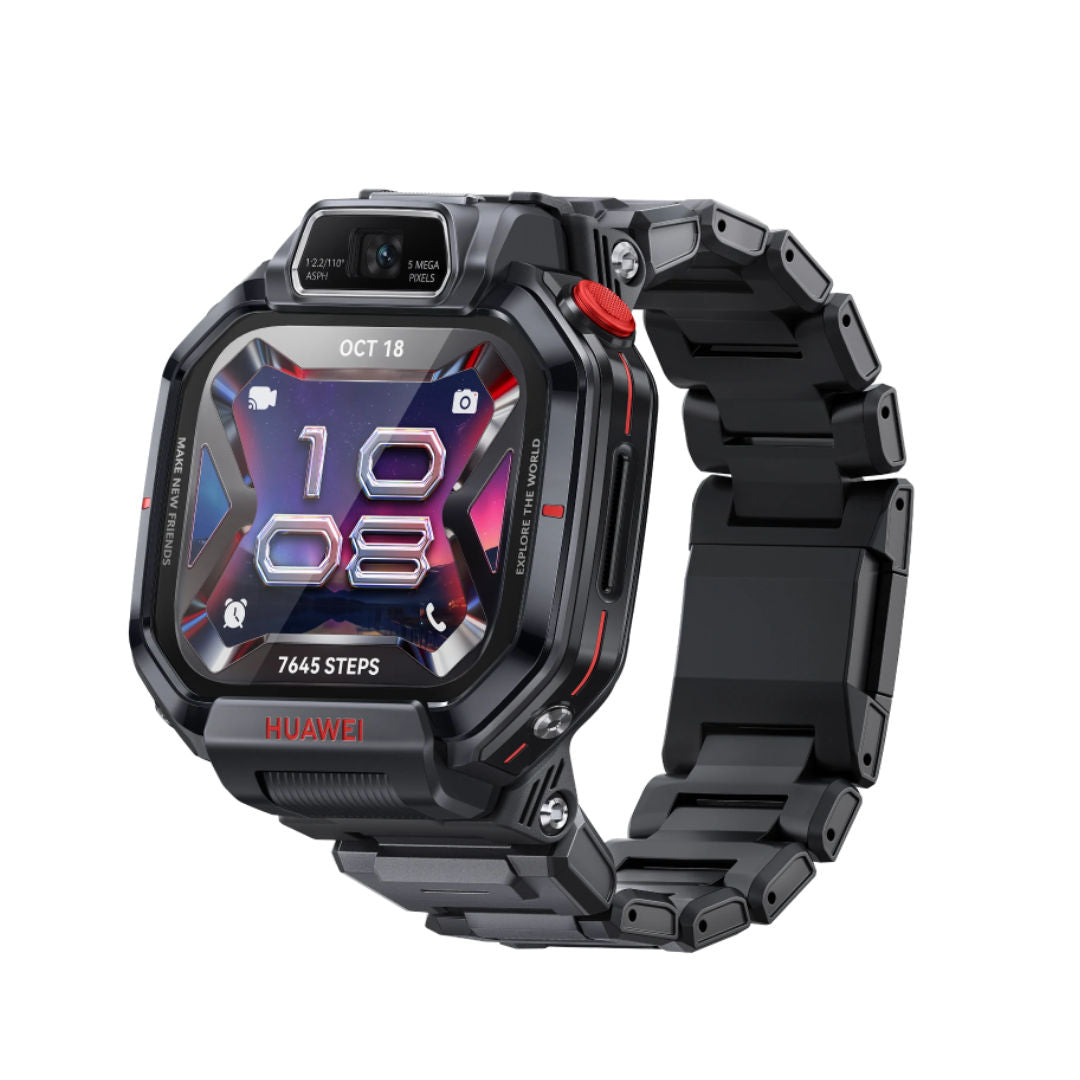 ساعة «Huawei Watch KIDS X1 Pro» الذكية - تصميم قابل للدوران بزاوية 360 درجة، تحديد دقيق للموقع، مكالمات فيديو عالية الدقة، كاميرات بدقة 5 ميجابكسل و13 ميجابكسل، سعة تخزين 64 جيجابايت