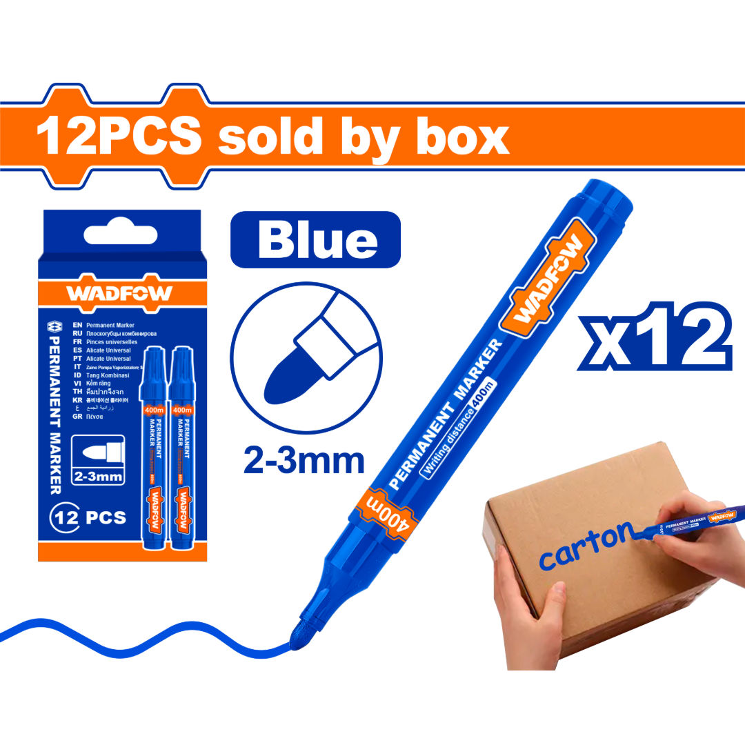 WADFOW Permanent Markers, 12-Pieces, 2-3mm