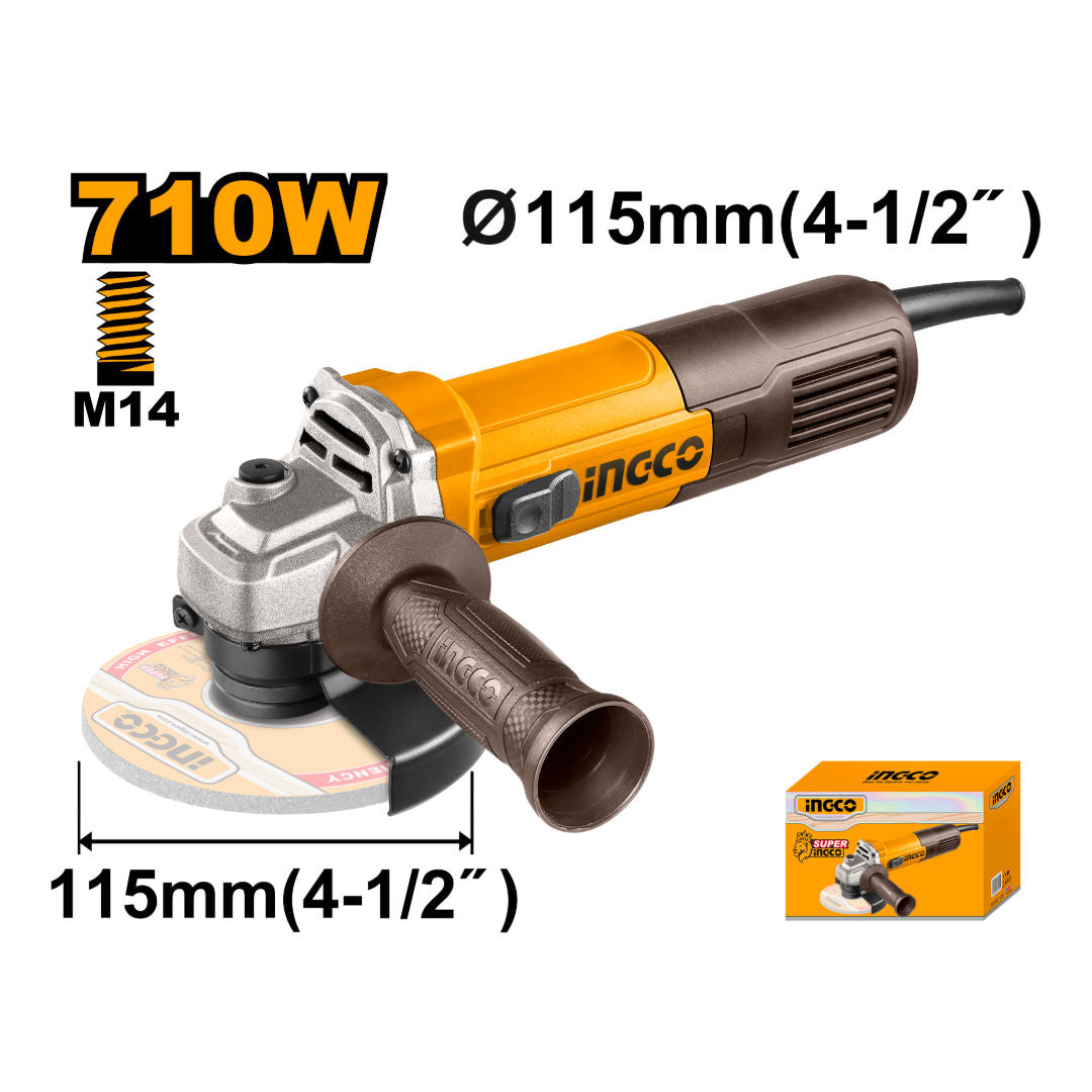 INGCO Angle Grinder, 12000rpm, Disc Diameter 115mm