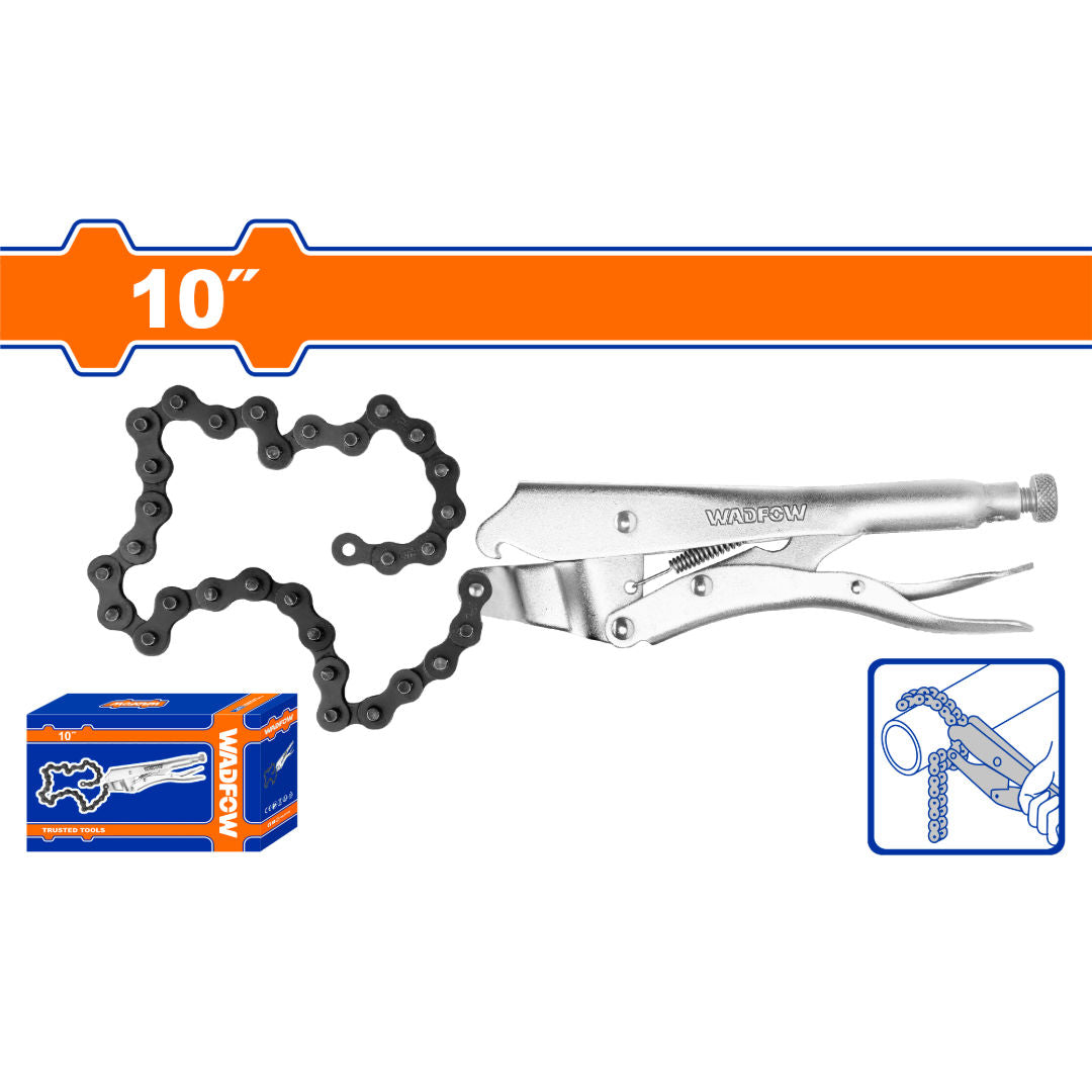 WADFOW Chain Clamp Locking Plier 10″, Heavy-Duty Carbon Steel with 470mm Chain