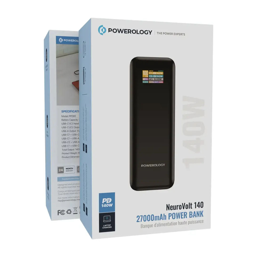Powerology NeuroVolt 140 27000mAh Power Bank, Black