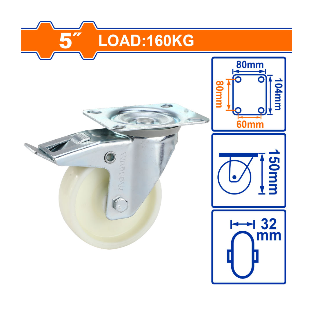 WADFOW 5", Swivel Caster, 160kg Load, PP Wheel