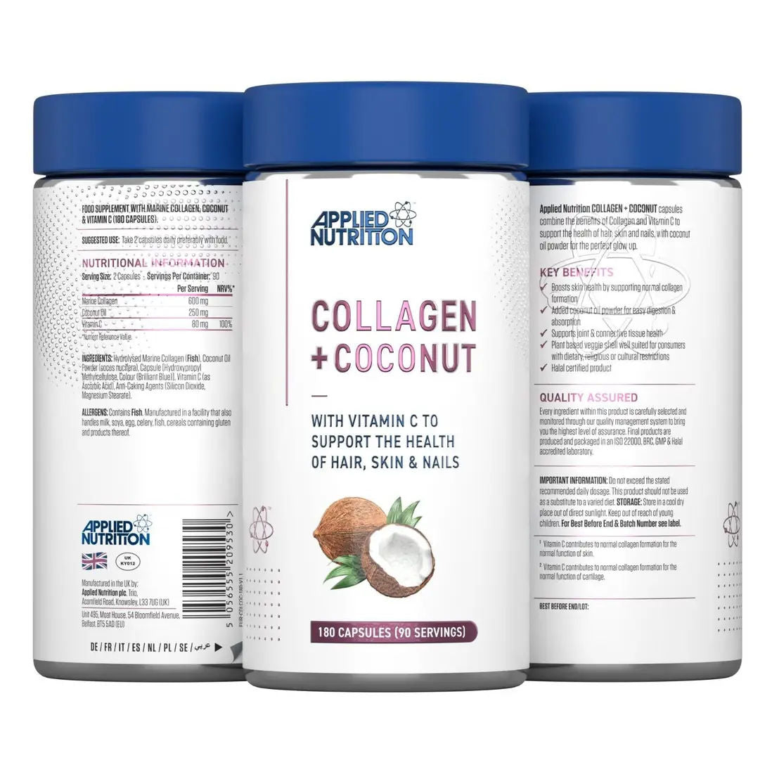 Applied Nutrition Collagen + Coconut Capsules, 180 Capsules