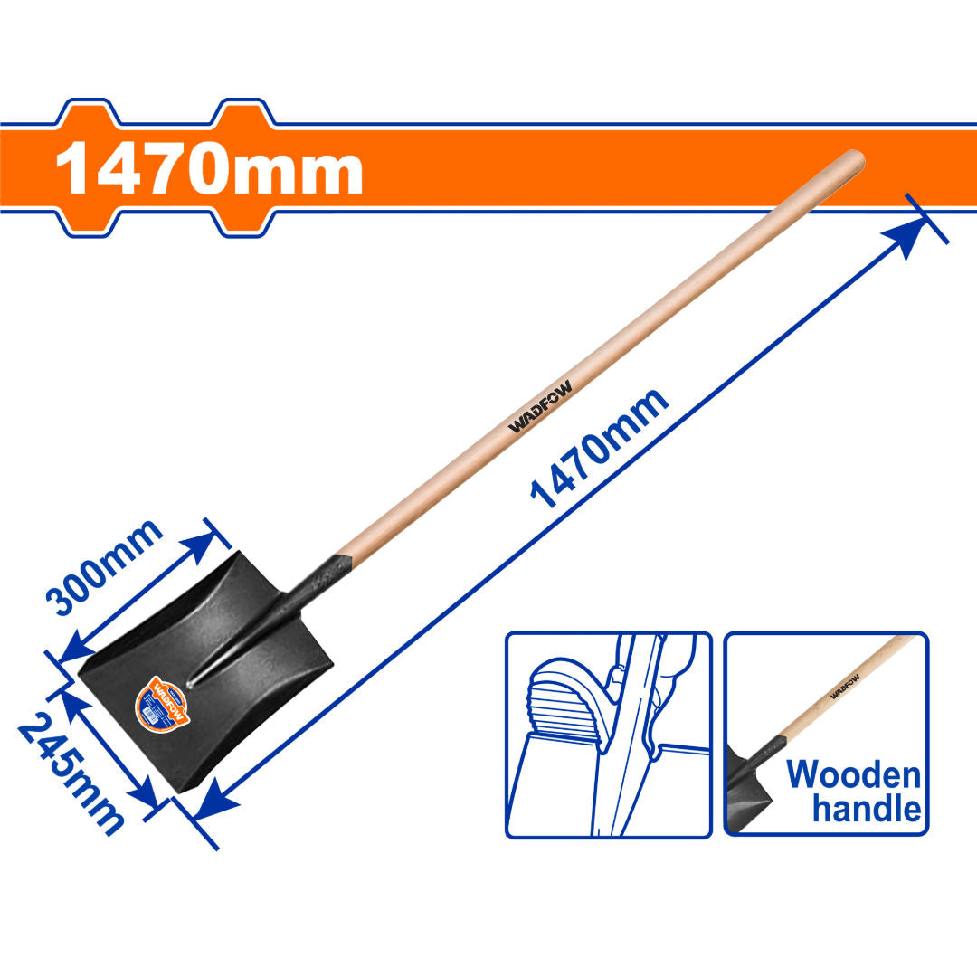 WADFOW Steel Shovel With Wooden Handle