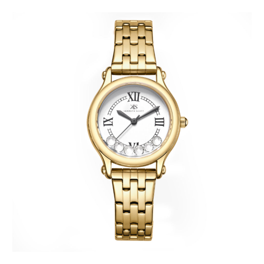 Kenneth Scott Women’s Analog Watch with Gold Stainless Bracelet, K25510-GBGW