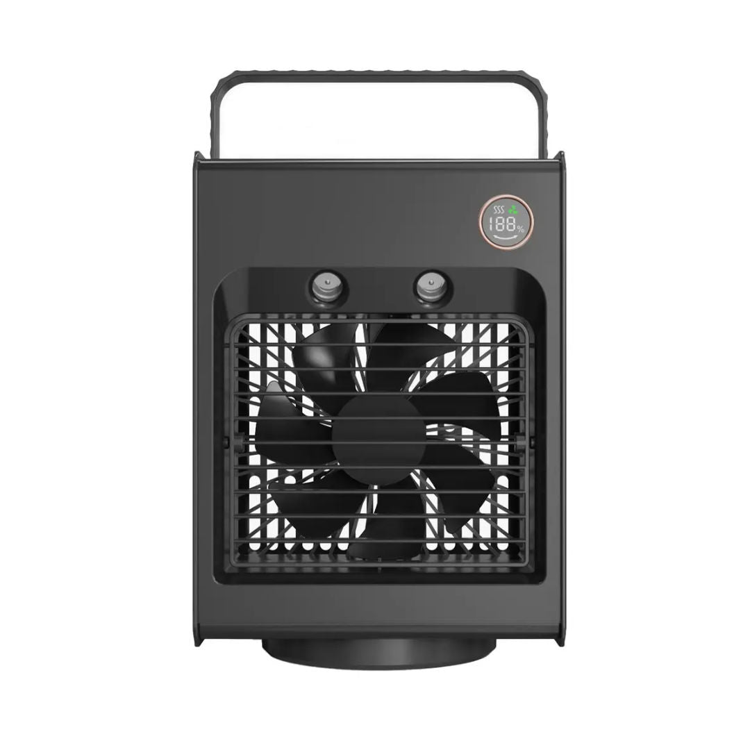 Porodo Lifestyle Air & Mist Portable Cooling Fan With Night Light, Black