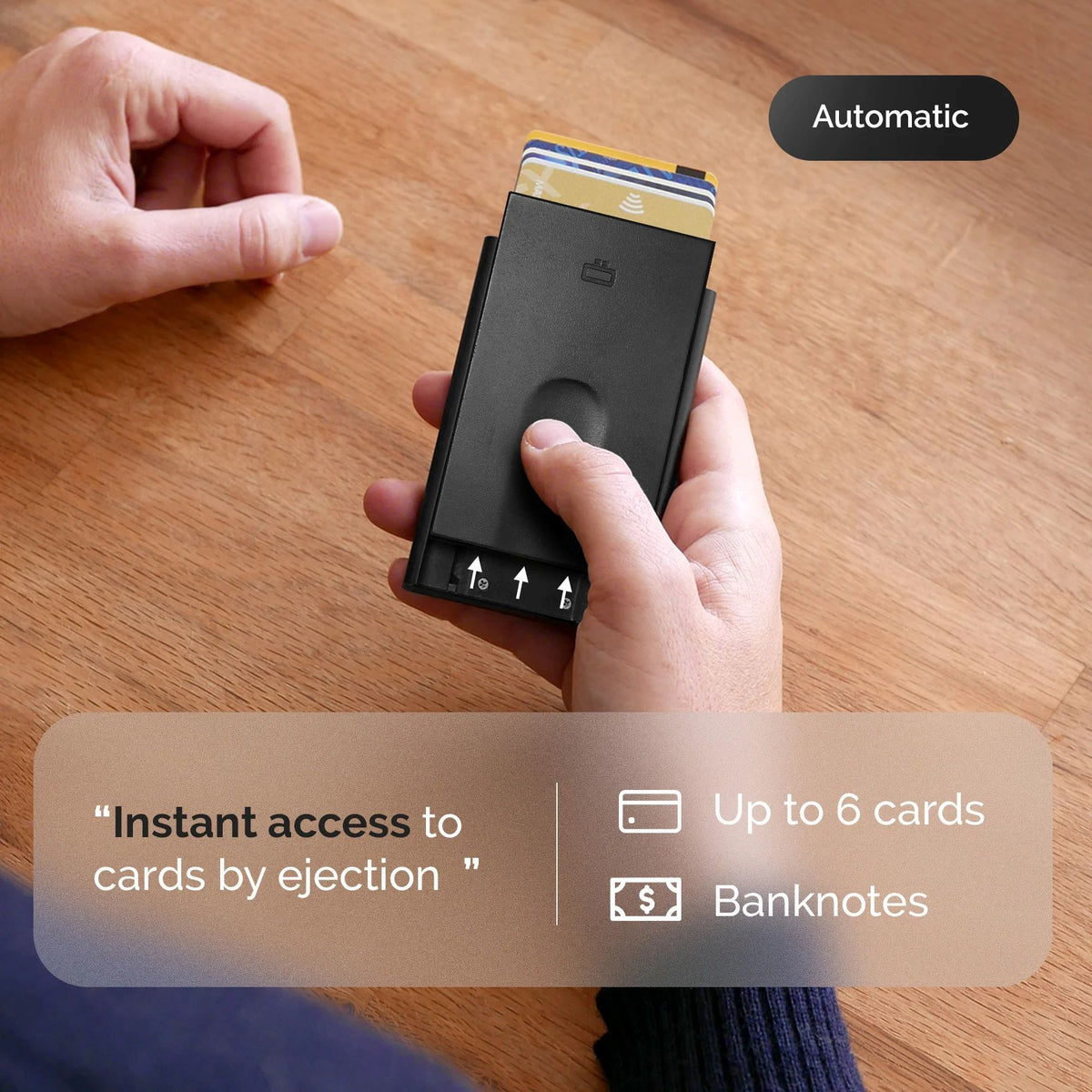 Ogon Automatic Slider Card Holder, Black