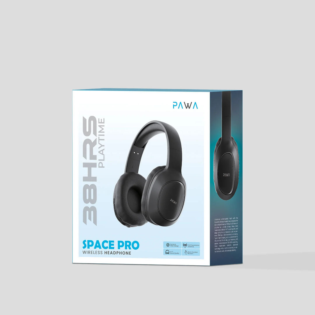Pawa Wireless Bluetooth Headphone Space Pro, Black